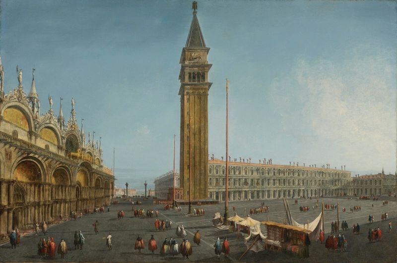Rococo architecture in The Piazza San Marco, Venice by Michele Marieschi