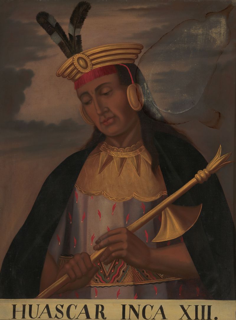 Huáscar Inca, óleo sobre lienzo de un artista no identificado