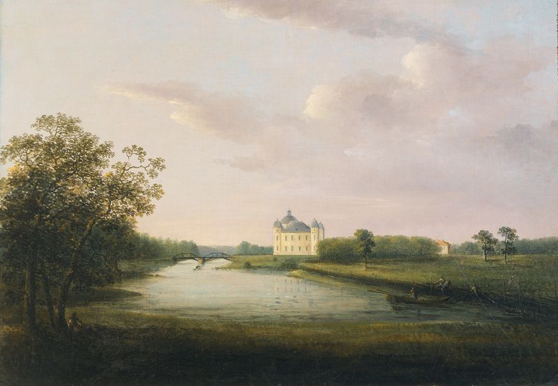 Paisaje con jardín y puente, óleo sobre lienzo de Pehr Gustaf von Heideken