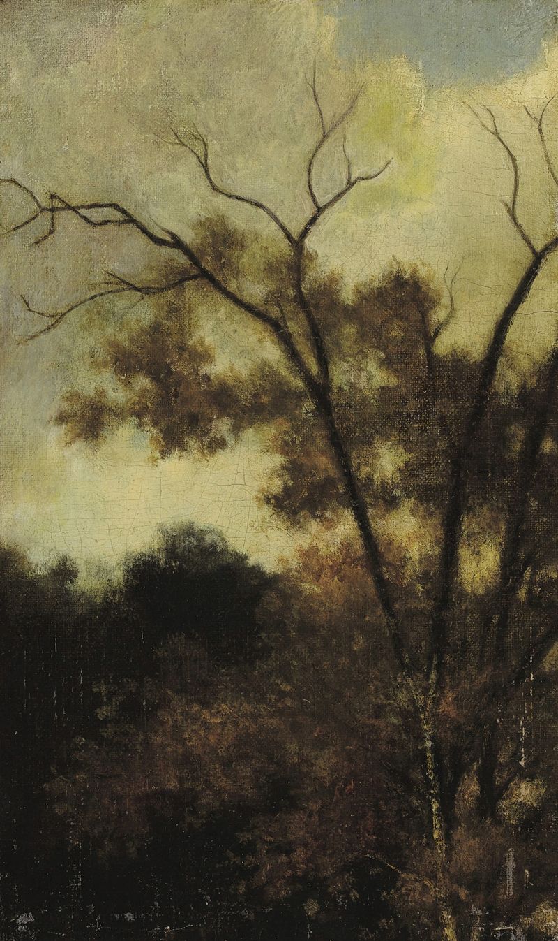 Woodland landscape by Charles François Daubigny, depicting a serene forest path in oil.