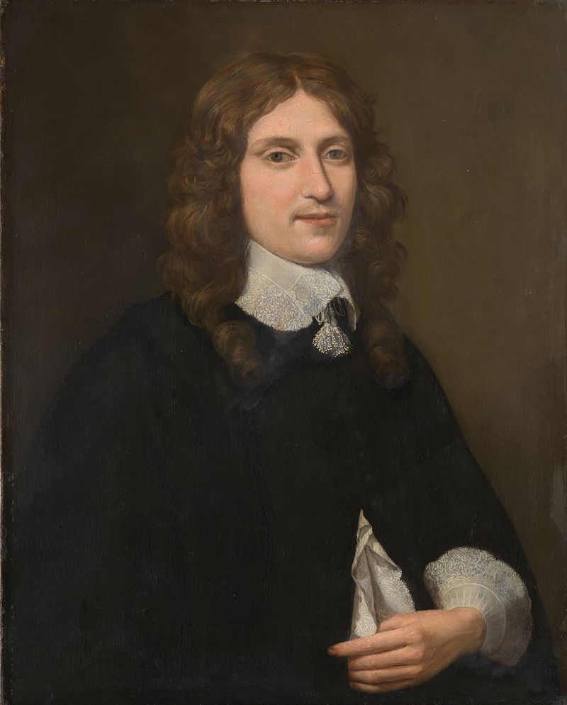 Retrato de una figura serena en óleo sobre lienzo de Gerard van Kuijl