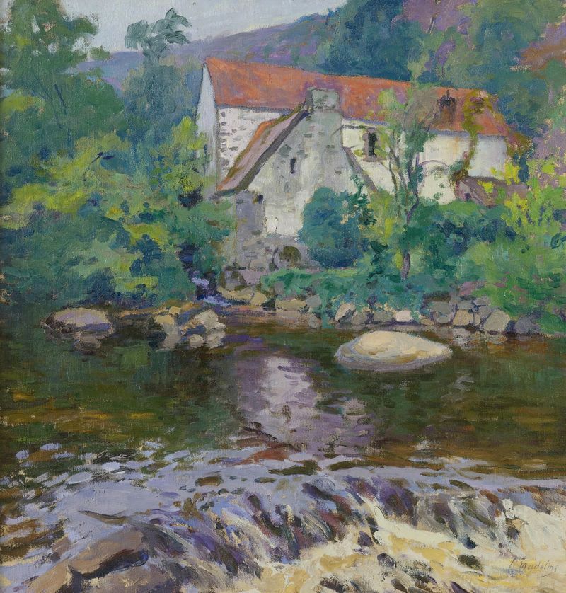 La Sédelle Au Moulin Barrat by Paul Madeline, oil on canvas depicting a windmill in a vibrant landscape.