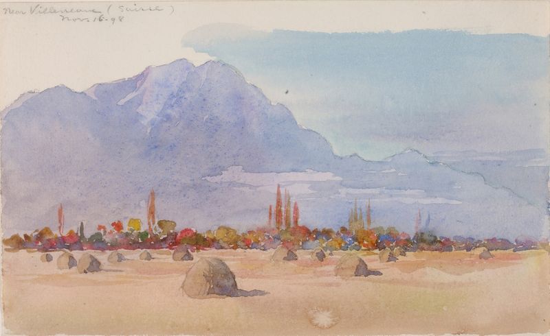 Paisagem de colinas onduladas ao amanhecer, óleo de George Elbert Burr