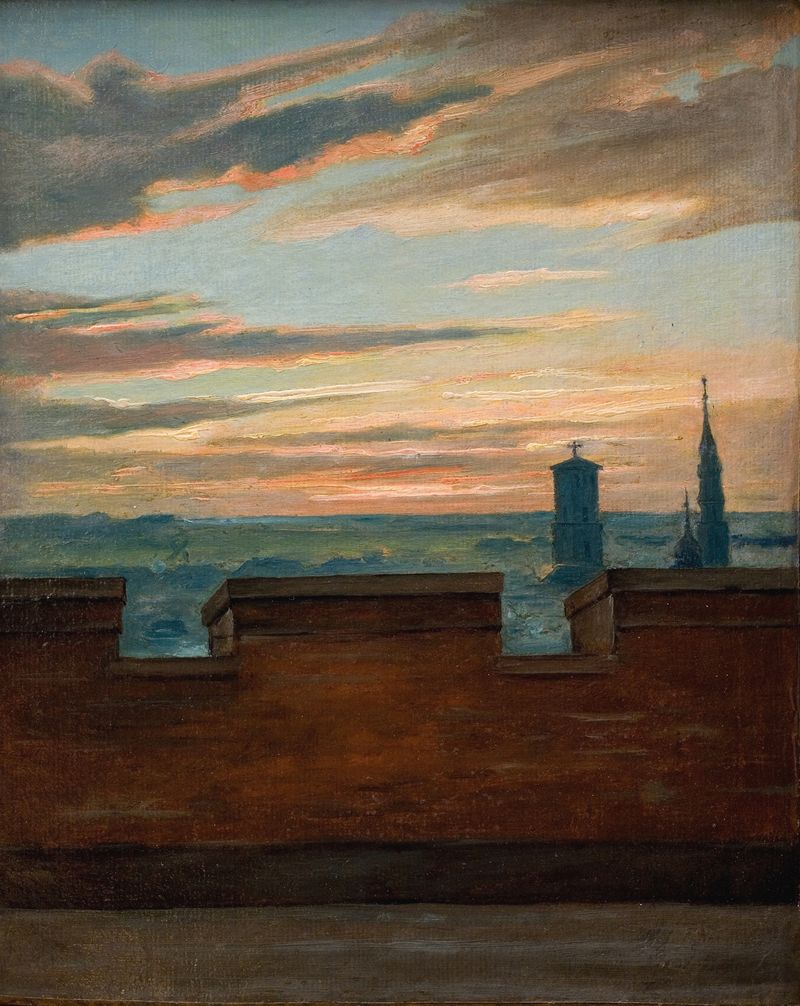 View of Copenhagen at sunset, oil on canvas by Martinus Rørbye