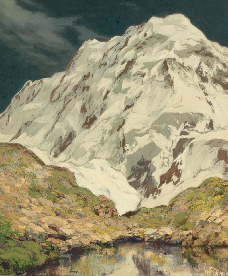 Landscape oil painting by Hugo Hodiener depicting the Grossglockner region.