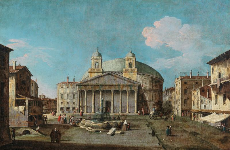 Pintura rococó do Panteão em Roma por Bernardo Canal