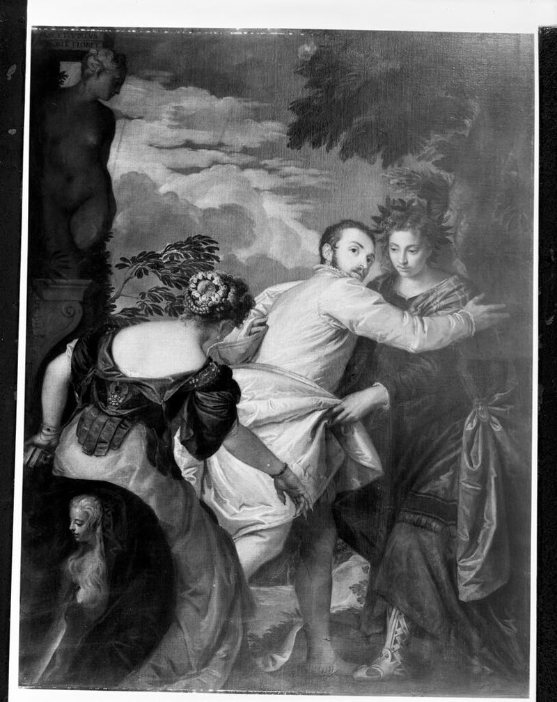 Alegoría de virtud y vicio, óleo sobre lienzo de Paolo Caliari