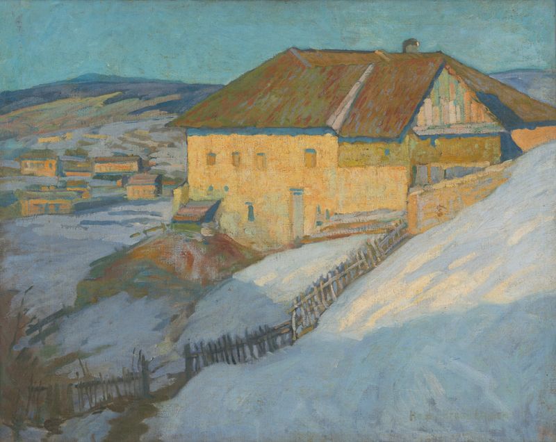 Paisagem de inverno óleo de Elemír Halász-Hradil