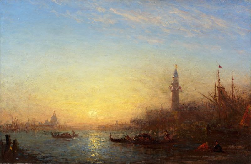 Atardecer sobre Venecia, óleo sobre lienzo de Félix Ziem