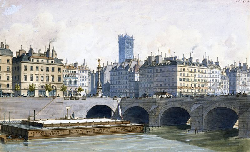Escena de género que representa una plaza bulliciosa, pintura al óleo de Fédor Hoffbauer