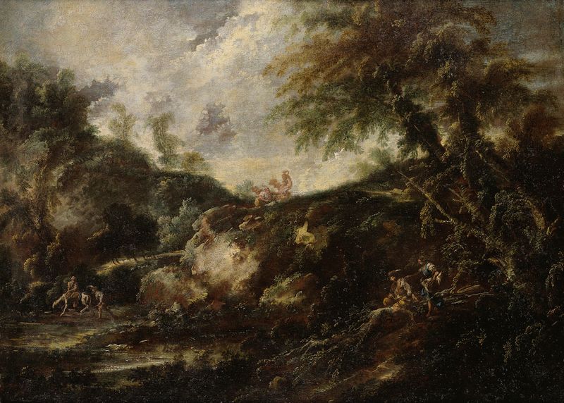 Escena de bosque rococó con figuras, Giovanni Peruzzini