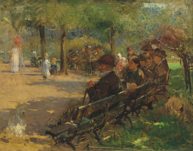 In St Stephen’s Green, oil painting by Walter Frederick Osborne depicting a couple in a park.