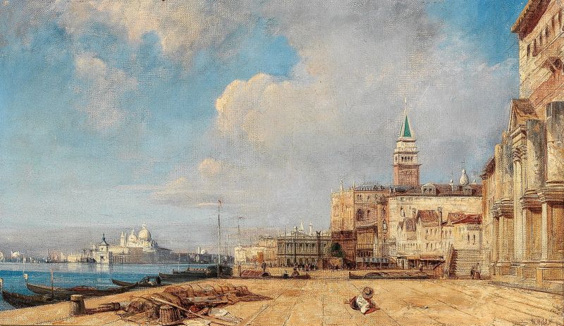 Venice, View of the Campanile and Santa Maria della Salute, oil painting by William Wyld