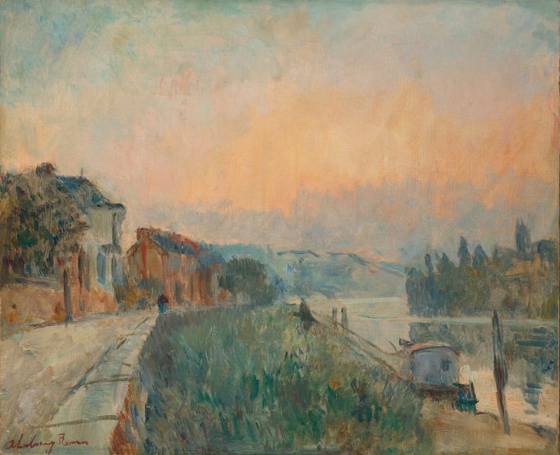 Paisagem de Bord de Seine, Rouen por Albert Lebourg, óleo sobre tela