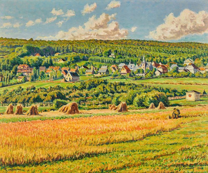 Paisaje de Le village de Georgenborn de Gustave Cariot, pintura al óleo