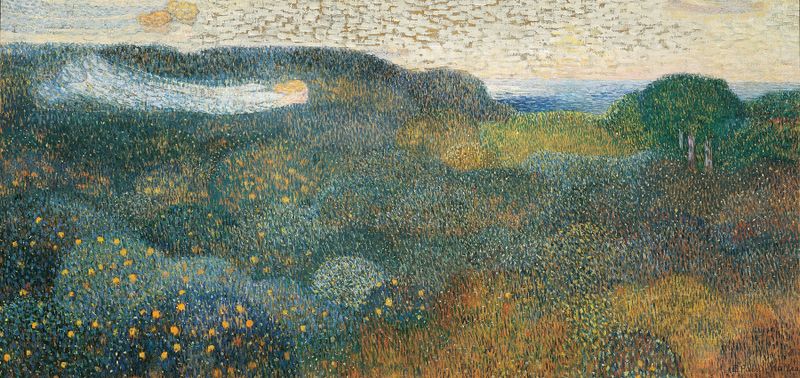 Orangenhain an der französischen Riviera, óleo sobre lienzo de Broncia Koller-Pinell, con naranjas y vegetación exuberante.