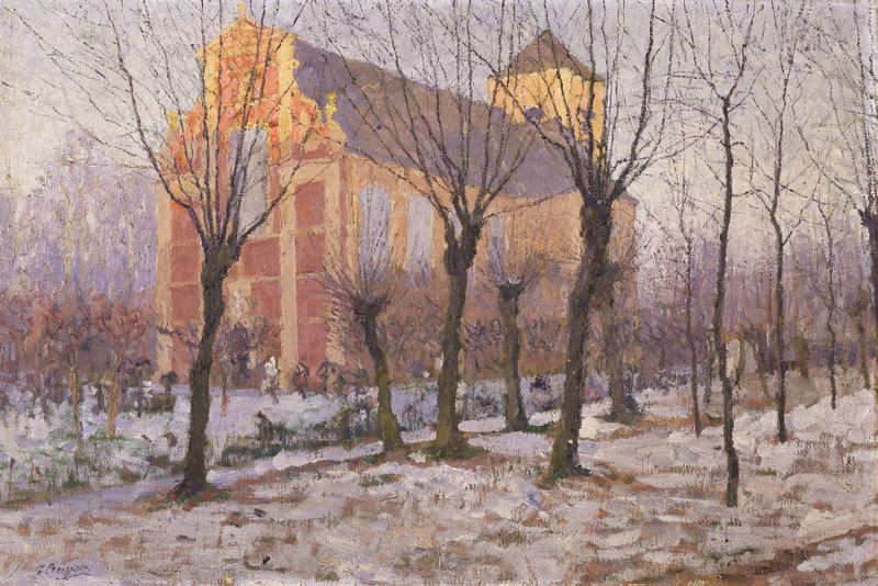 Saint Catherine’s Church in Wondelgem, oil on canvas by Georges Léon Ernest Buysse