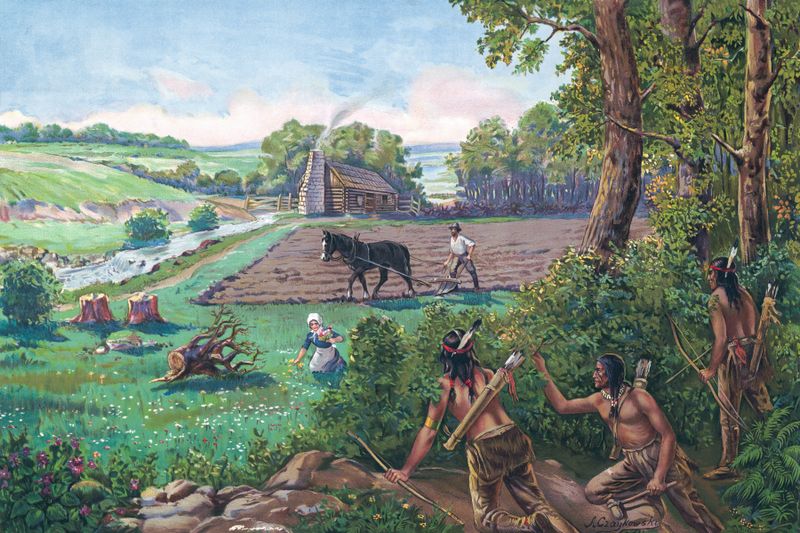 Life of our pioneers de A. Czaykowsky, obra de expresión que muestra figuras en tonos tierra.