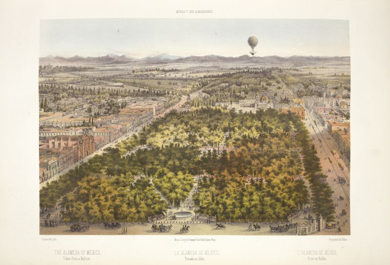 Landscape of The Alameda of Mexico by C. Castro in an unknown medium.