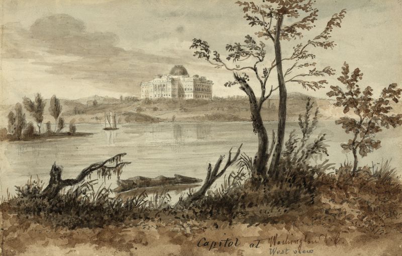 Capitol at Washington D.C. – West view, oil on canvas by Augustus Köllner