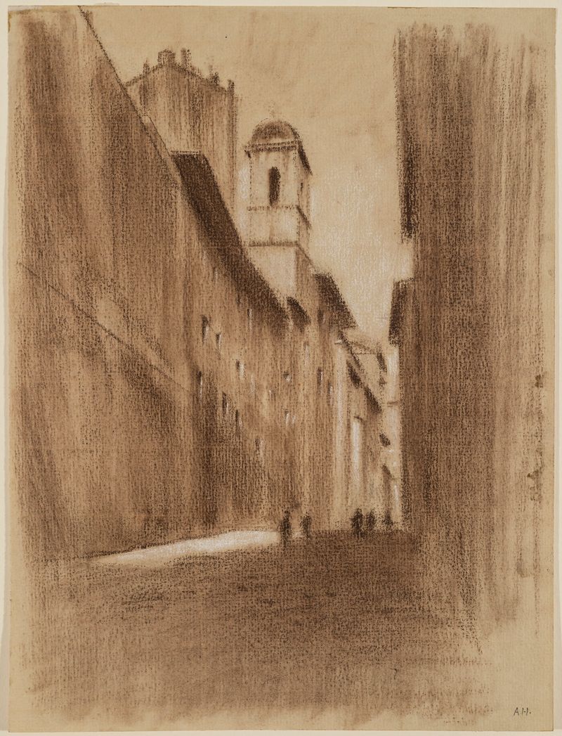 Gasse Salita del Grillo in Rom by Adolf Hirémy-Hirschl, impressionism, landscape