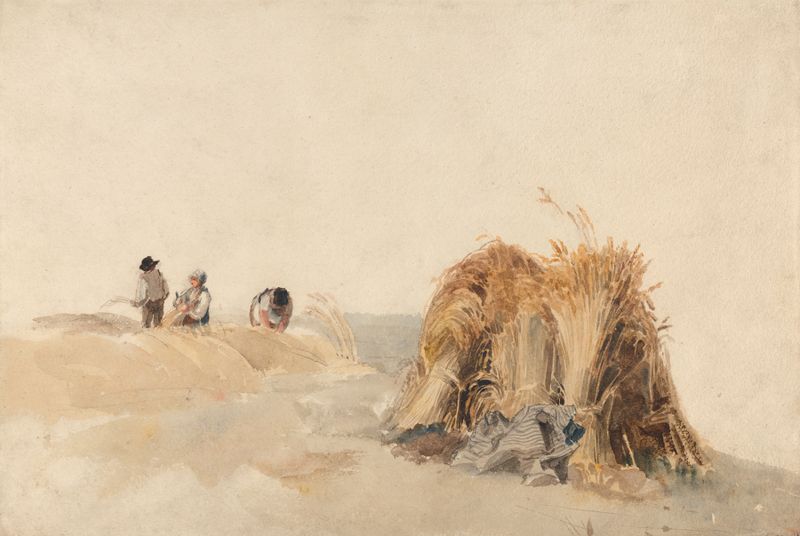 Paisagem de campo de milho em aquarela de Peter DeWint
