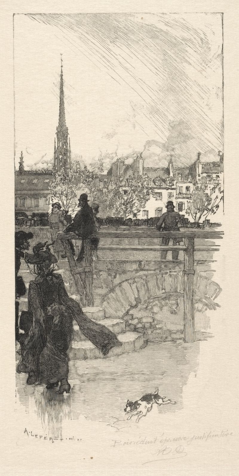 Paisaje de Quai des Grands Augustins, París de Auguste Louis Lepère, impresionismo