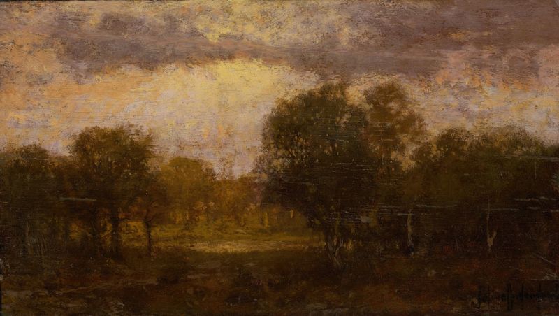 Landscape by Julian Onderdonk, oil on canvas with vibrant greens and earth tones