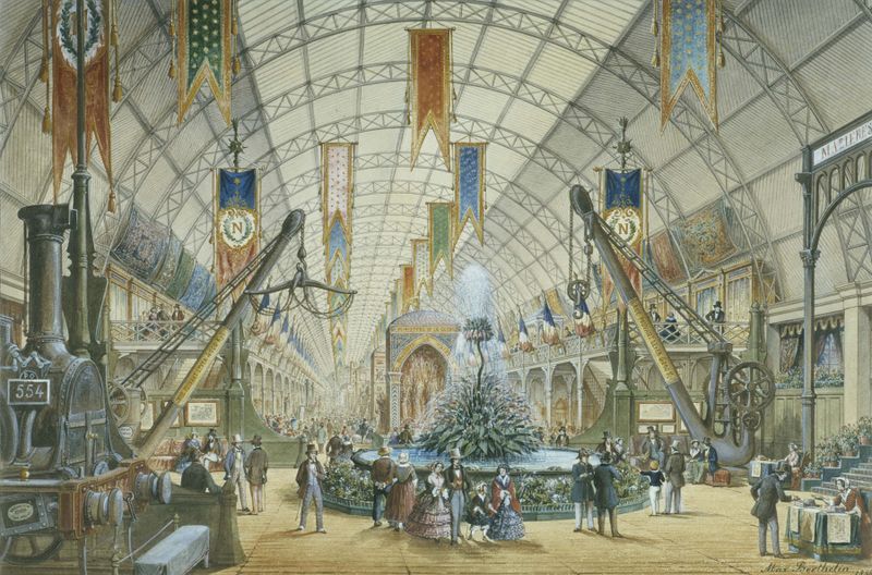 Interior scene of the 1855 exhibition hall by Max Berthelin