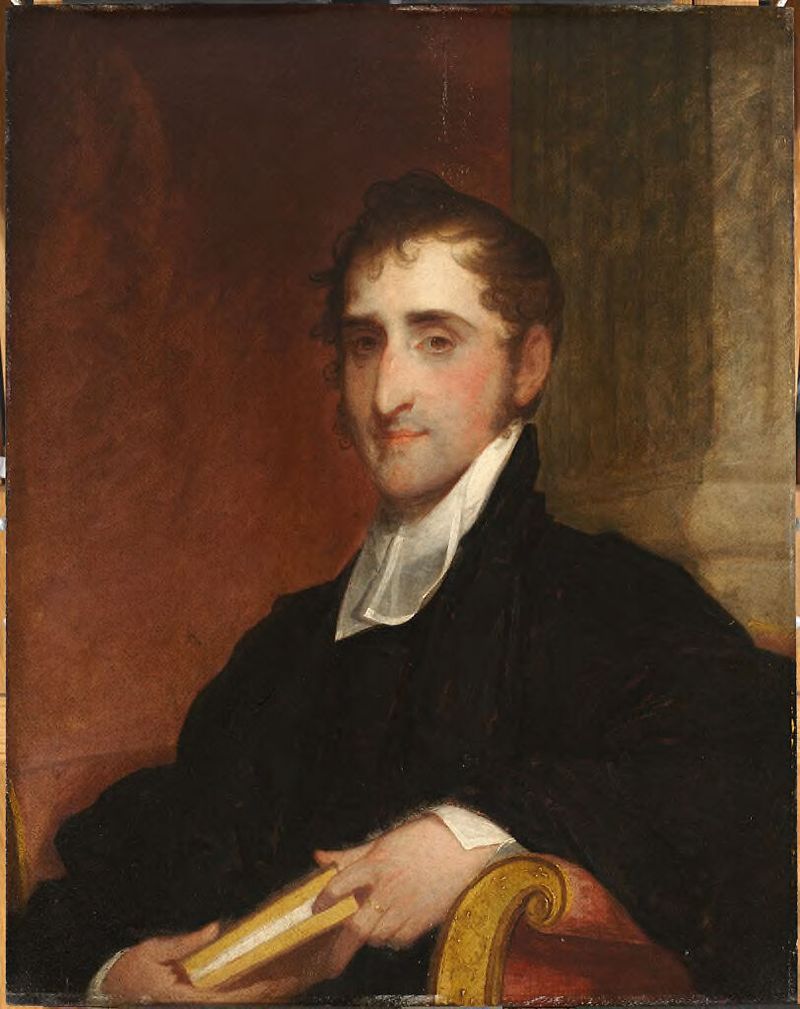 Retrato de Joseph Stevens Buckminster, medio de madera por Gilbert Stuart Newton