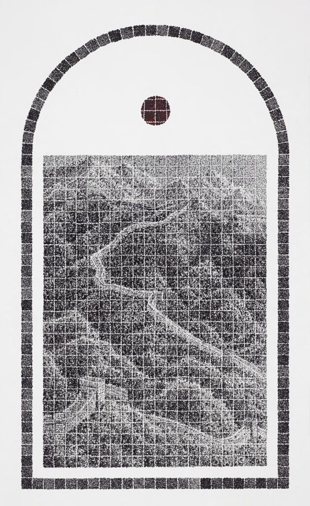 The Great Wall Snaking through the Mountains, ink on paper by Lee Chun-Yi