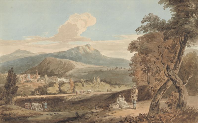 Classical Landscape by Alexander Monro, oil painting depicting rolling hills and golden light