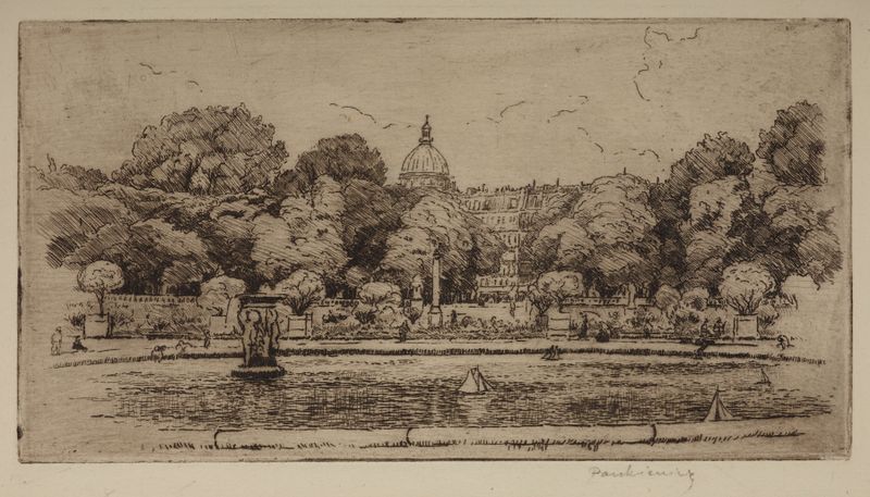 The Jardin du Luxembourg with the Pantheon dome, oil on canvas by Józef Pankiewicz