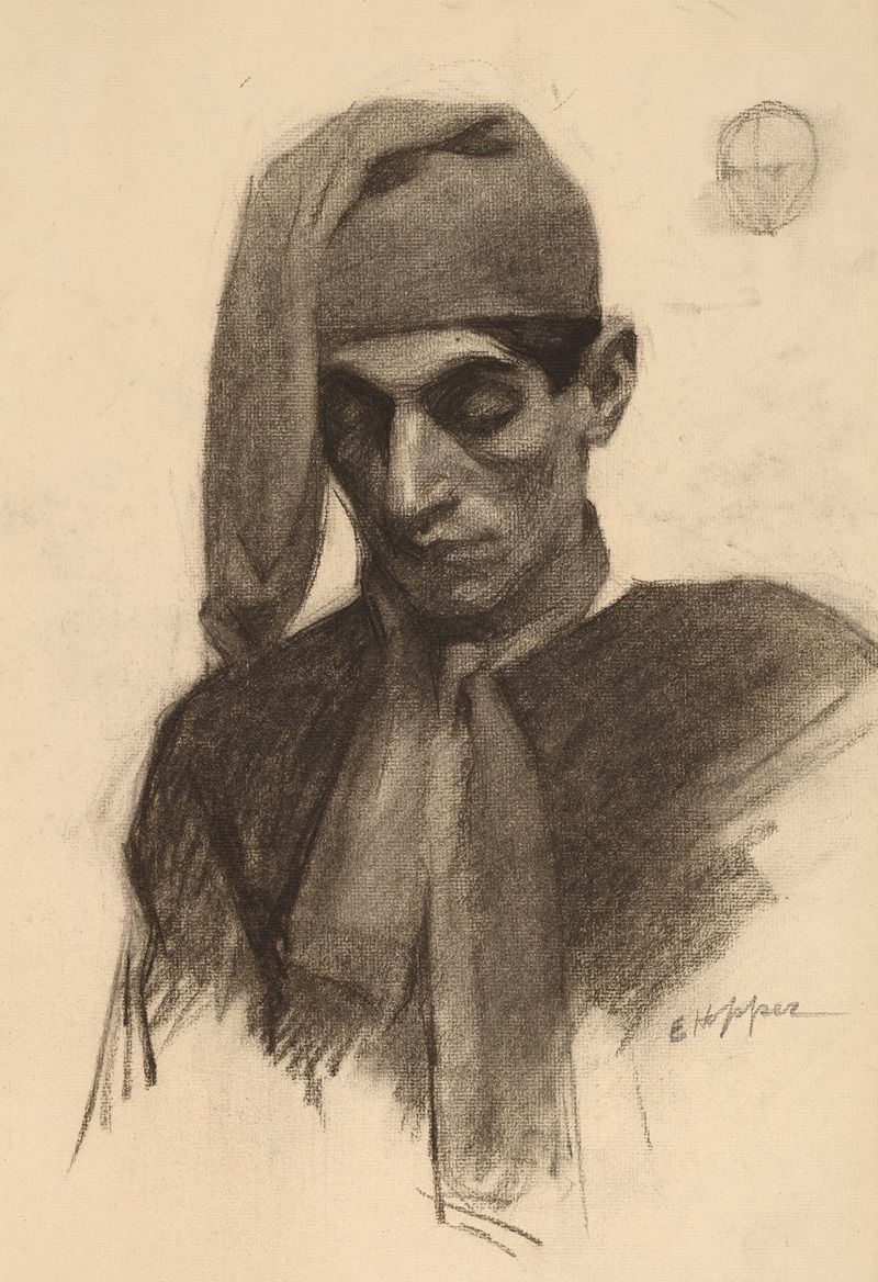 Charcoal study of Jimmy Corsini by Edward Hopper
