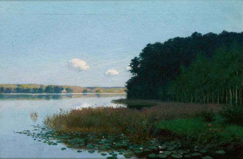Lago com Nenúfares de Stanisław Witkiewicz, impressionismo, retratando nenúfares em um lago tranquilo