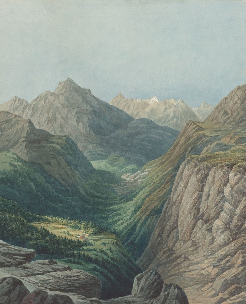 Paisagem de An Alpine Valley de Rodolphe Leon Berthoud, pintura a óleo