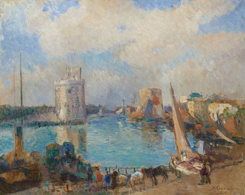 Le port de La Rochelle de Albert Lebourg, impresionismo, barcos en el agua