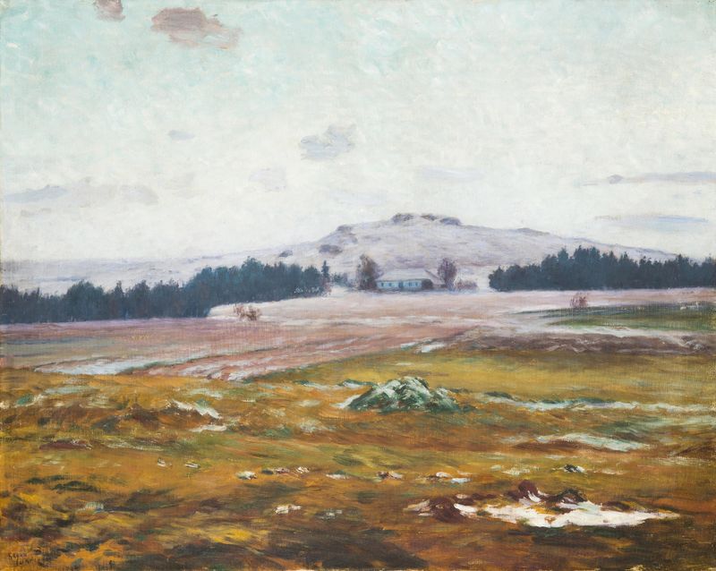 Pintura a óleo de paisagem por František Kaván com tons quentes e profundidade emocional.