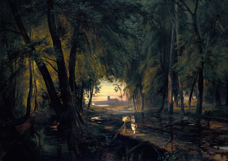 Sendero del bosque cerca de Spandau, óleo sobre lienzo de Carl Blechen