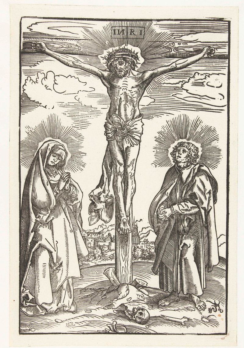 Obra religiosa em papel representando Cristo na cruz, Unknown Artist
