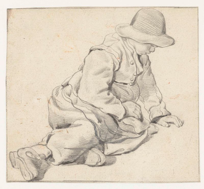 Portrait of a young boy by Leendert van der Cooghen, drawing on paper