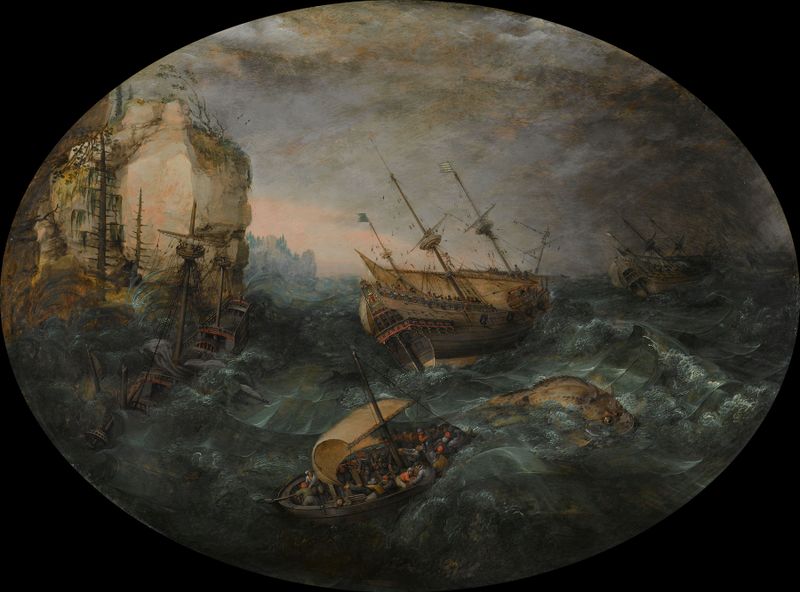 Shipwreck off a Rocky Coast, oil painting by Adam Willaerts