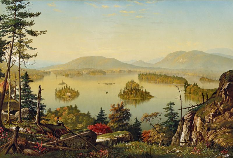 View of Blue Mountain Lake, oil on canvas by Levi Wells Prentice