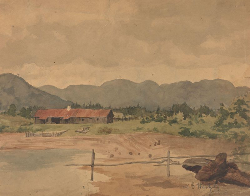 Landscape with a Barn, oil on canvas by Gustav Wentzel