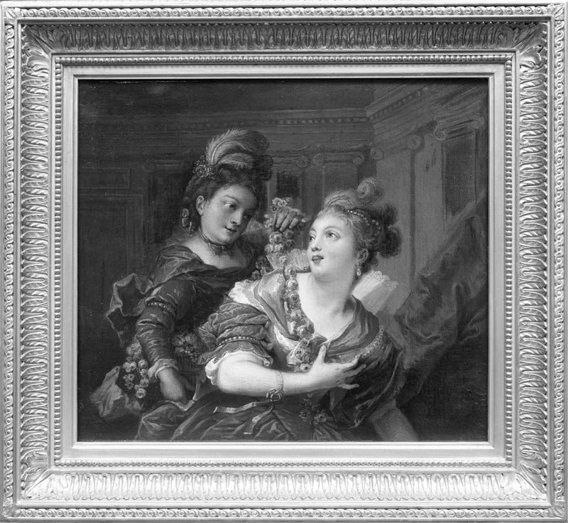 Pintura figurativa a óleo de um artista não identificado representando uma cena dramática
