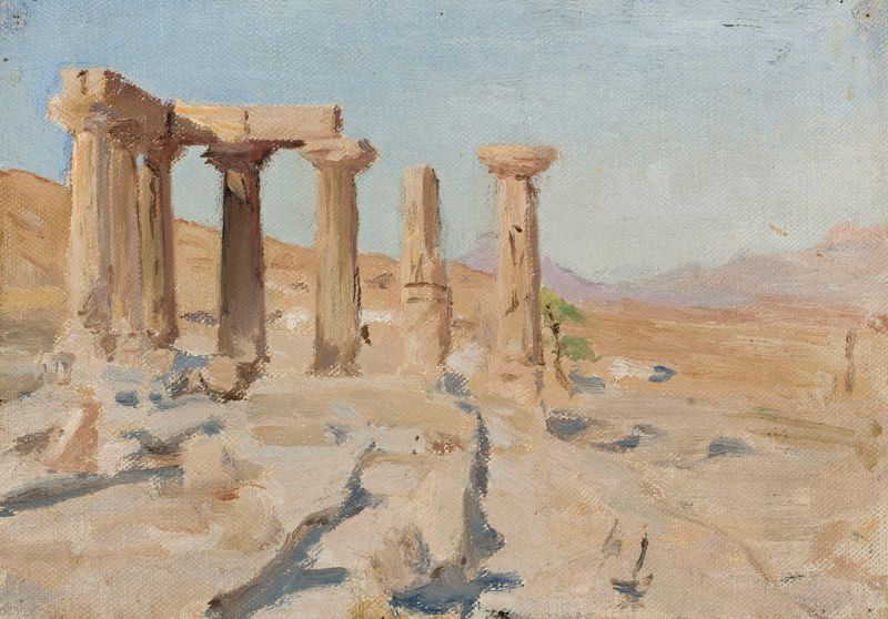 Templo de Apolo y Monte Parnaso en Corinto, óleo sobre lienzo de Jan Ciągliński