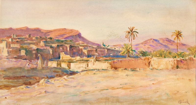 Expressionist oil painting by Alphonse Birck depicting a chaotic landscape.