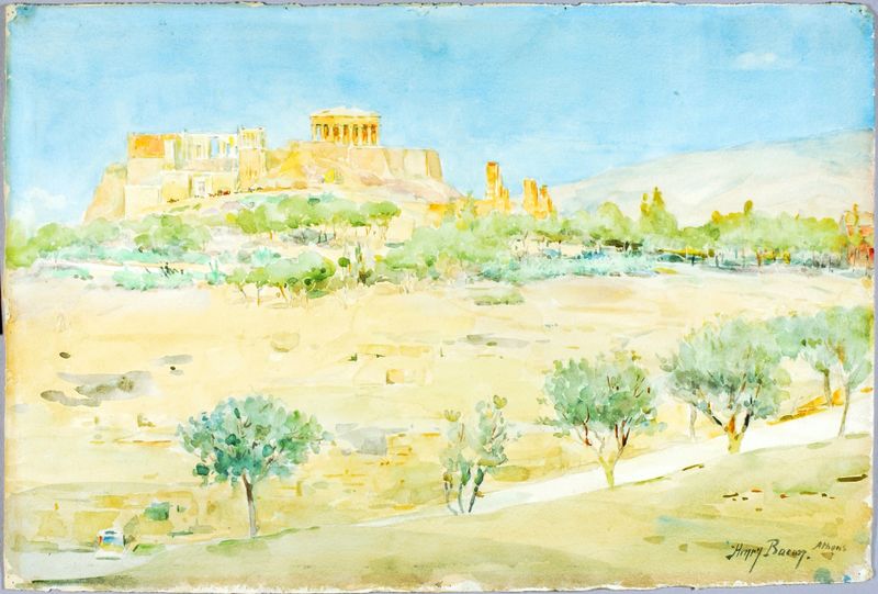 General View of the Acropolis at Sunset, oil on canvas by Henry Bacon