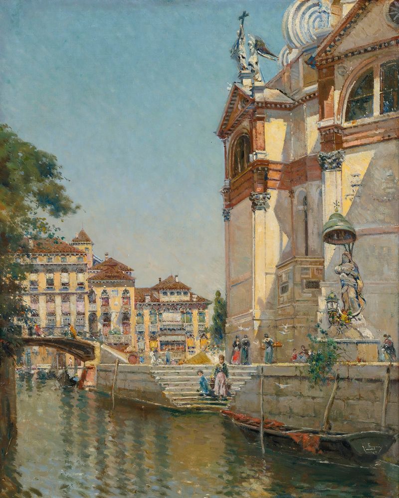 Arquitectura de Santa Maria Della Salute de Antonio María de Reyna Manescau, pintura al óleo