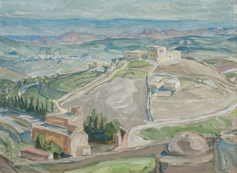 Study from Gethsemane de Anna Boberg, óleo sobre lienzo, con una robusta silueta.